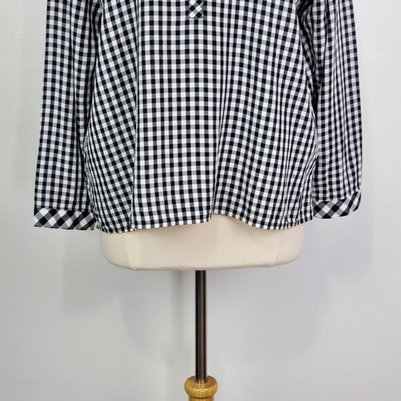 J. Jill Black White Gingham Checked Breathable Top Size LP - Picture 3 of 11